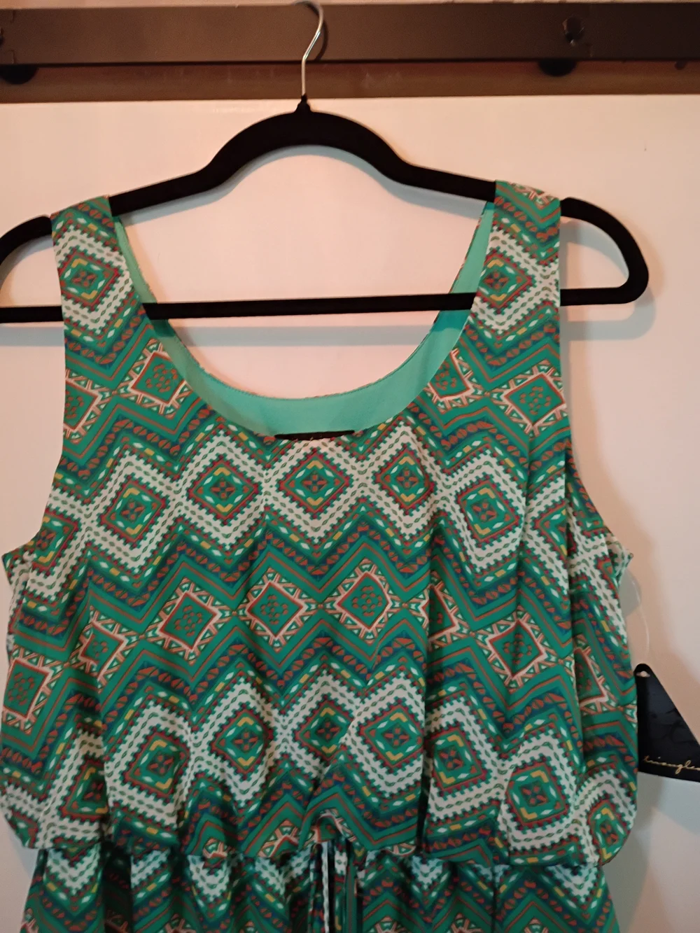 City Triangles Green Geometric Tank Dress